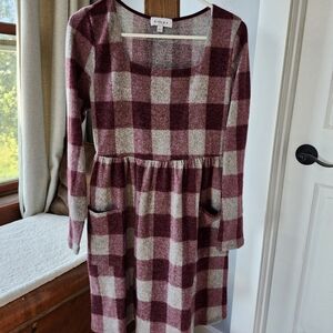 Gilli Like New Soft Long Sleeve Plaid Fall Dress, Size L